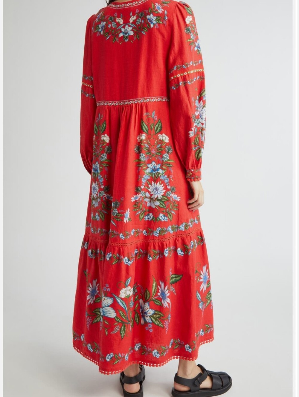 NWOT FARM Rio Red Floral Tiered Maxi Dress XL - Picture 5 of 5